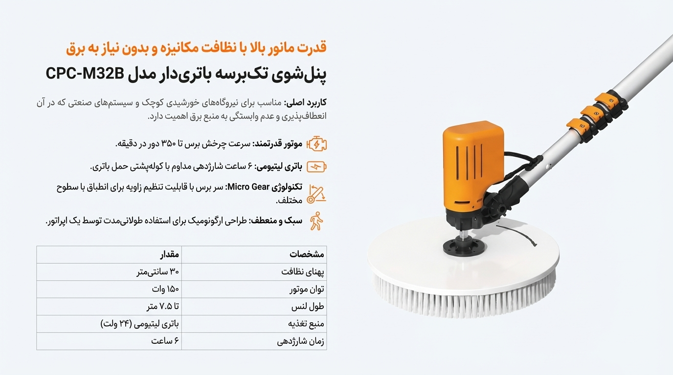 پنلشوی تکبرسه باتریدار (مدل CPC-M32B)